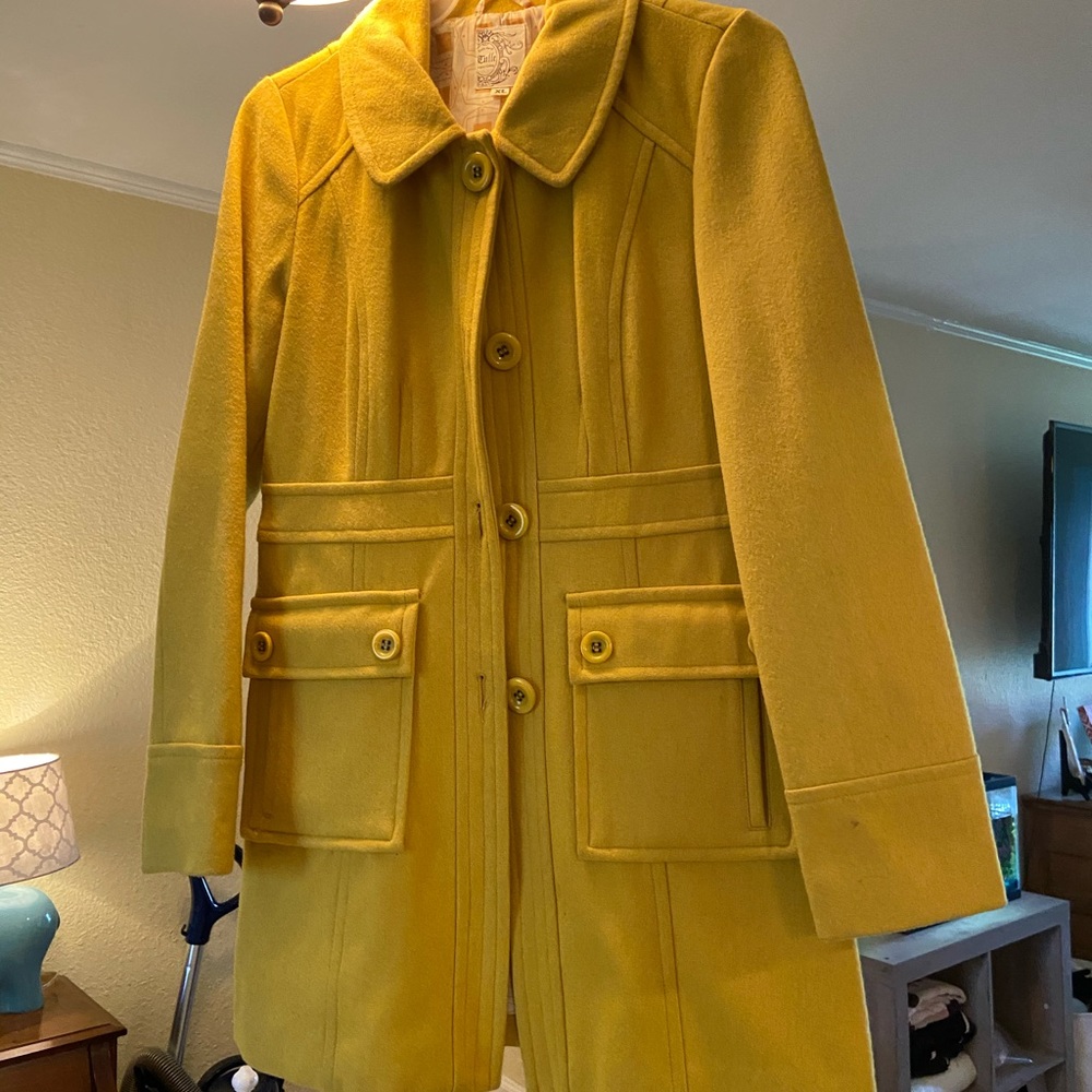 Tulle pea coat mustard
